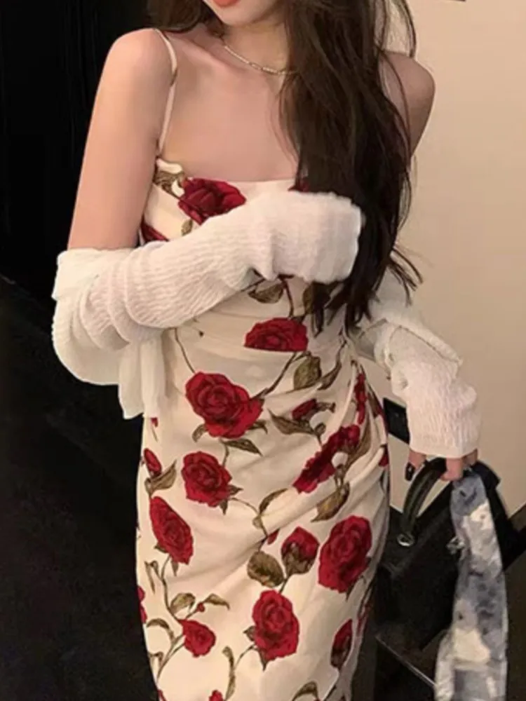 Платье-миди женское на тонких бретелях пикантный элегантный облегающий вечерний