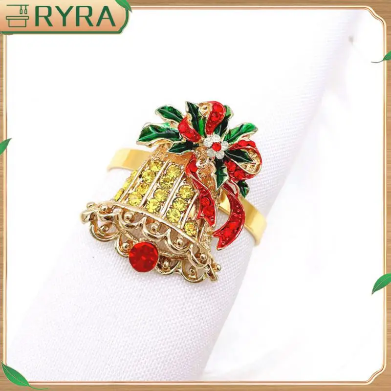 

6PC Christmas Napkin Ring Holders Xmas Table Decoration For Home Metal Reindeer Horn Tissue Ring Wedding Banquet Hotel Table Sup