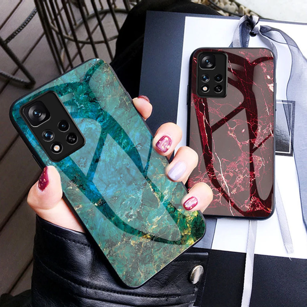 

Redmi Note 11 Pro Plus 5G Marble Frame Hard Glass Back Cover for Xiaomi Redmi Note 11S Luxury Case Redmi Note 11T 11E 11 E Pro