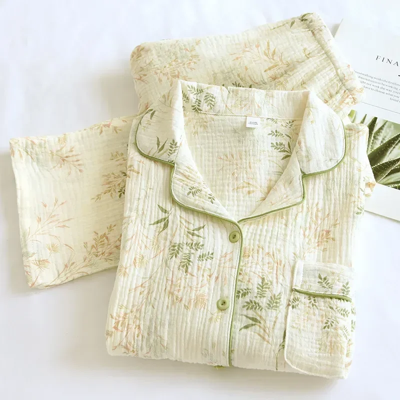 Пижама 2023 Бытовая 100% одежда для сна с принтом Домашняя из материала женская