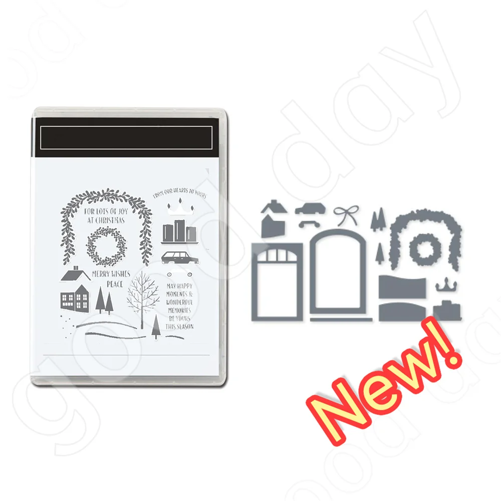 

Arrival House and Car Clear Stamps or Metal Cutting Dies Sets for DIY Craft Making Greeting Card Scrapbooking 2023 Christmas New