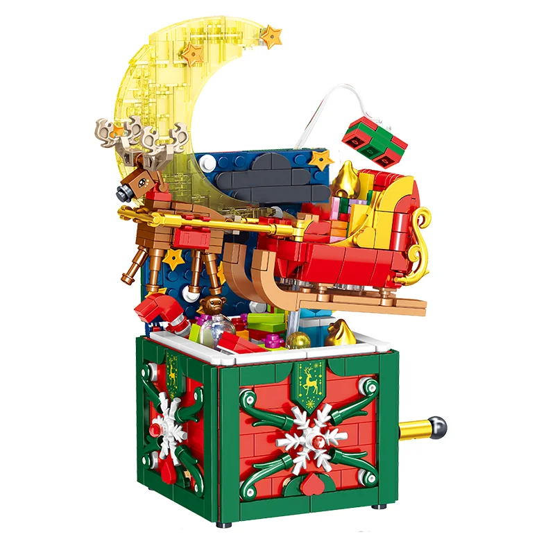 

2023 Winter Village Christmas Christmas Gift Box Shakable Ornament Micro Building Blocks Bricks Toys Gifts