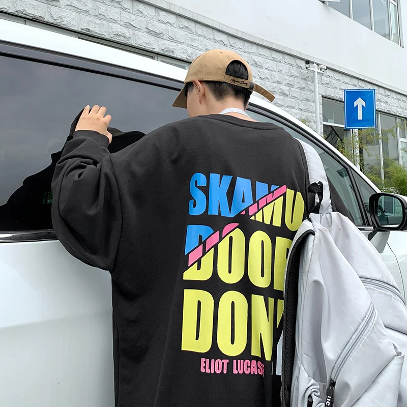 

Men's Sweatshirt Spring and Autumn Street Men Wear Loose Hoodies Printing Daily Street Wear up Sweatshirt Crew Neck Men