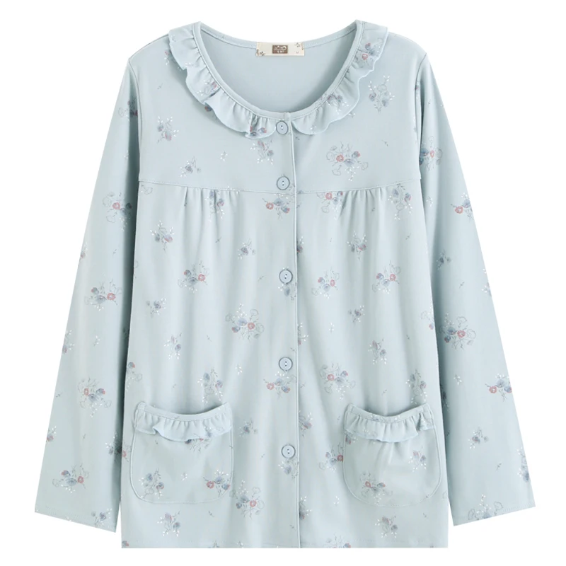 Женские хлопковые пижамы среднего и пожилого возраста. Весенне-осенние цельные