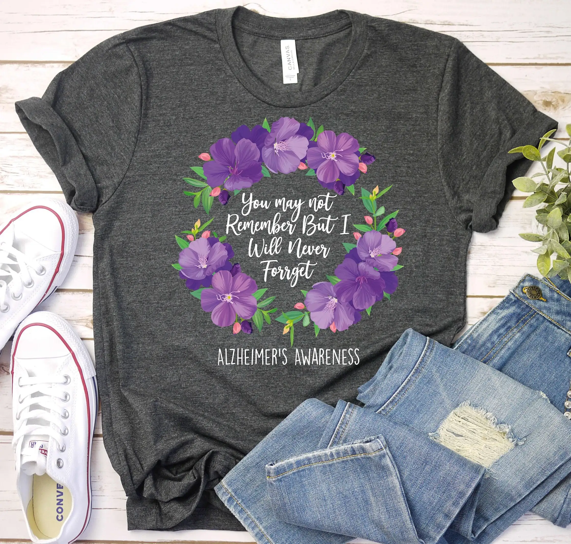 Футболка для информирования о альцгеймере поддержка Альцгеймера Фиолетовая