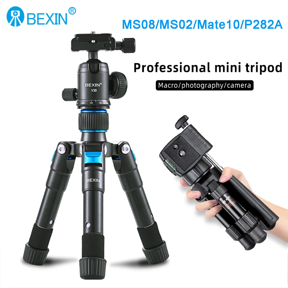 Портативный штатив BEXIN MS08/MS02/Mate10, легкий дорожный Настольный видеоштатив с шаровой головкой 360 градусов для камеры Iphone Gopro