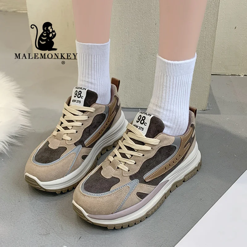 

Platform Women Sports Shoes 2022 Spring Outdoor Casual Running Shoes Round Toe Lace Up Breathable Sneakers Shoe Black