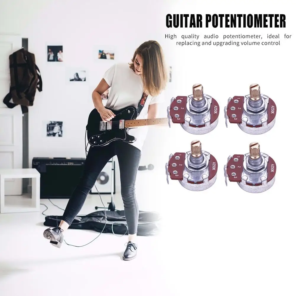 

4 шт., прочные гитарные потенциометры, портативные гитарные потенциометры, регулятор громкости басов, запчасти для музыкальных инструменто...