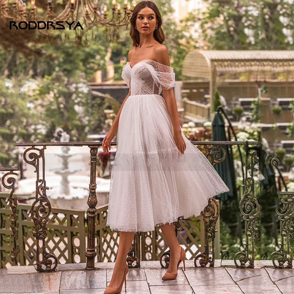 Короткое свадебное платье RODDRSYA в стиле бохо Недорогое Платье Невесты до колена с
