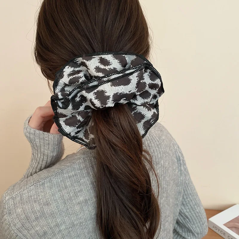 Двухслойная ткань в стиле ретро с леопардовым принтом большая резинка для волос