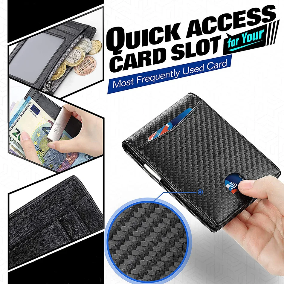 Wallet for Men Rfid Blocking Credit Card Holder Ultra Thin Magnetic Male Purse Built In Coin Pocket Portafoglio Uomo Cartera