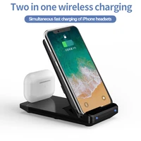 15w 2 in 1 wireless charger station for iphone 13 12 11 x xs xr airpods pro fast charging dock for samsung s21 s20 xiaomi