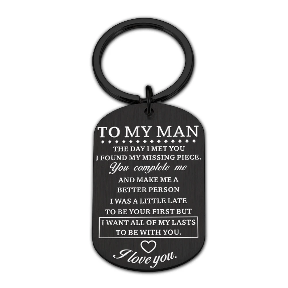 

2022 Birthday Valentine Day Keychain Gifts for Boyfriend Husband My Man I Love You Couples Keyring for Man Wedding Gifts