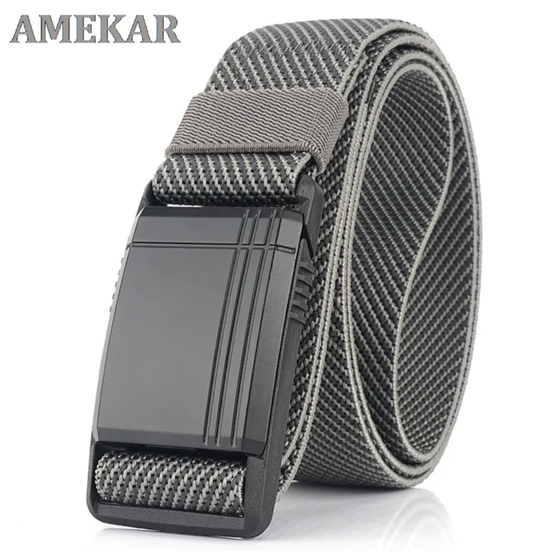 

Men Slide Metal Magnetic Buckle Adjustable Belt Male Military Combat Tactical High Quality Elastic Trousers Belts
