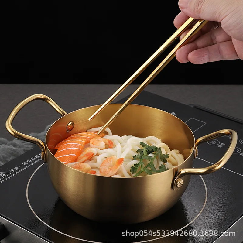 

Instant Noodle Pot Household Soup Pot Stainless Steel Lamian Noodles Pot Induction Cooker Creative Binaural Small Cooking Pot