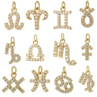 12 constellation zodiac sign charms diy jewelry making chamrs cute earrings designer charms gold color pendant necklace charms