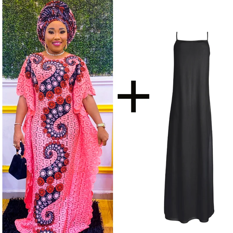 

Plus Size African Lace Dresses Elegant Women Traditional Dashiki Boubou Wedding Party Hippie Gown Turkey Wears For Ladies