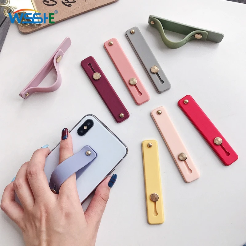 

Silicone Wristband Finger Ring Grip Mobile Phone Holder Stand Push Pull Sticker Paste Universal Hand Band Phone Holder Bracket