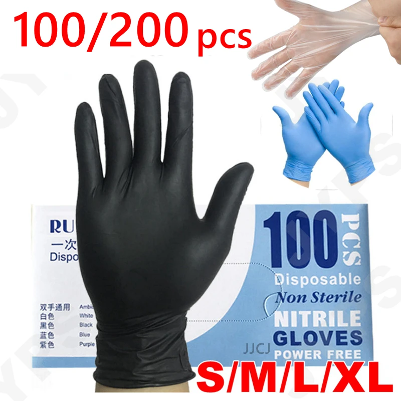 

Nitrile Gloves 100pcs with box 200pcs Oil-proof PVC PE TPE Latex Gloves Work Gloves Household Cleaning tool Kitchen Convenience