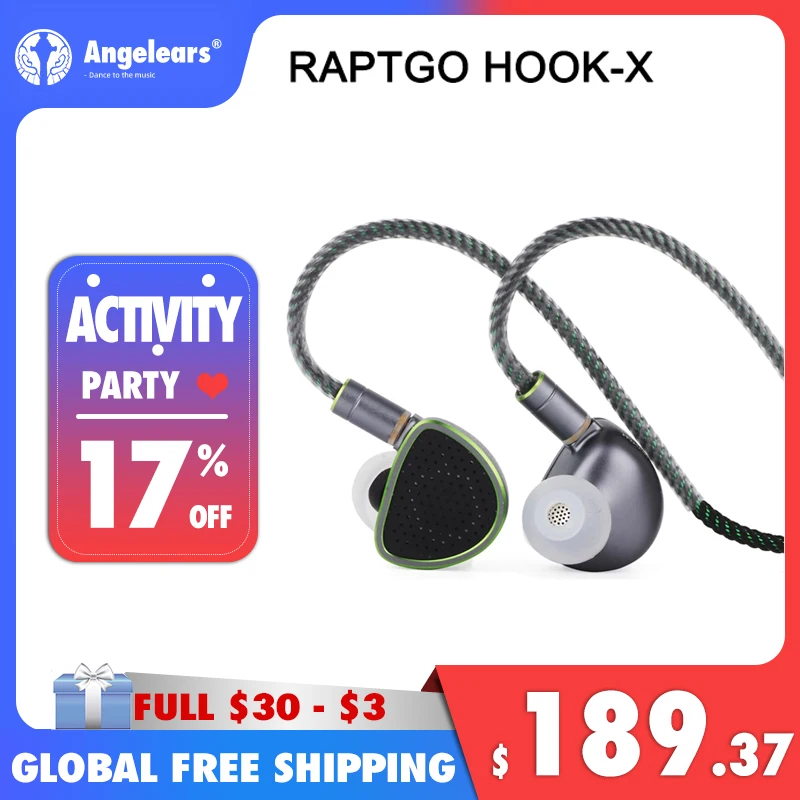 Tanie RAPTGO HOOK-X 14.2mm Open Planar Drive+PZT Drive HiFi In-ear Earphone With Detachable 0.78 2pin OCC Cable