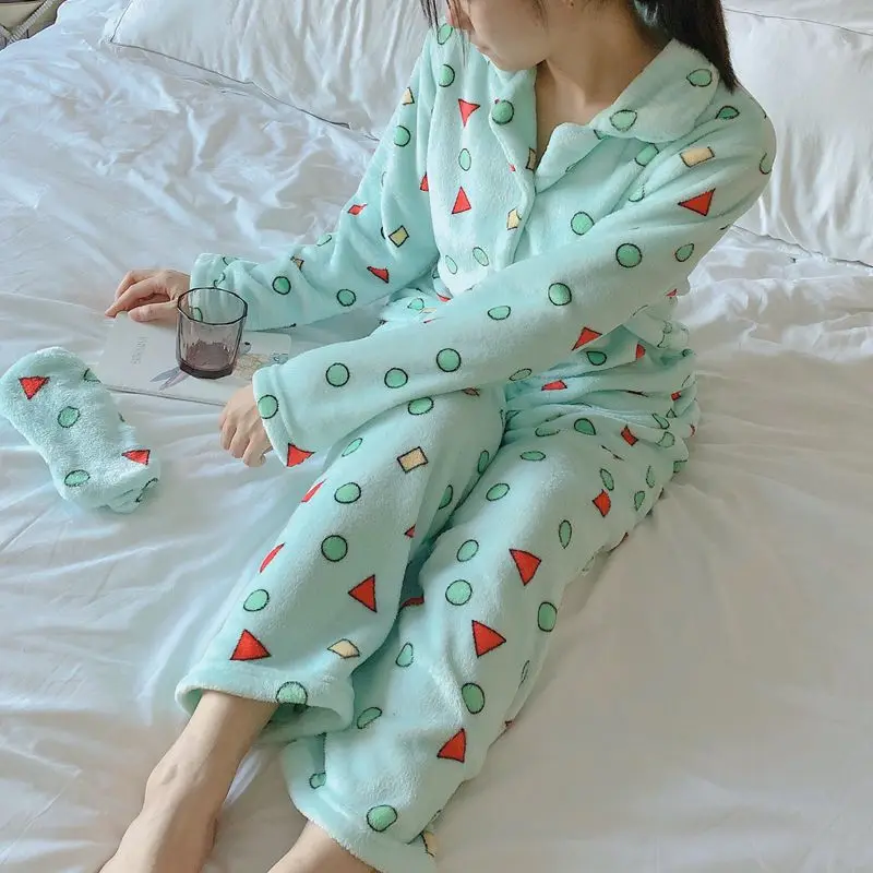 

Women And Men Winter New Coral Velvet Two Piece Suit Sleepwear Couple Loose Casual Nightclothes Soft Flannel Warm Pajamas Set
