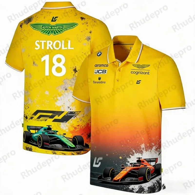 Фото Футболка-поло Aston Martin Team Alonso 14 F1 Racing: дышащая повседневная спортивная рубашка для фанатов, для ежедневной носки №3