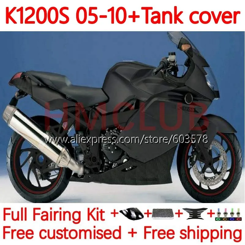 

Body For BMW K 1200 S 1200S K1200 S K1200S 2005 2006 2007 2008 2009 matte black 2010 K-1200S 05 06 07 08 09 10 Fairing 153No.8