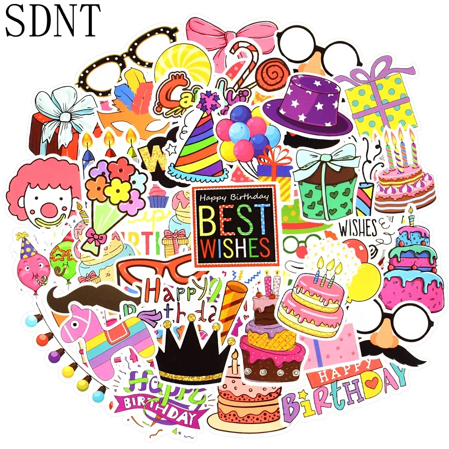 

10/50Pcs Happy Birthday Stickers for Kids Gift Party Cute Funny Decorative Stickers Waterproof Sticker for Laptop Scrapbooking