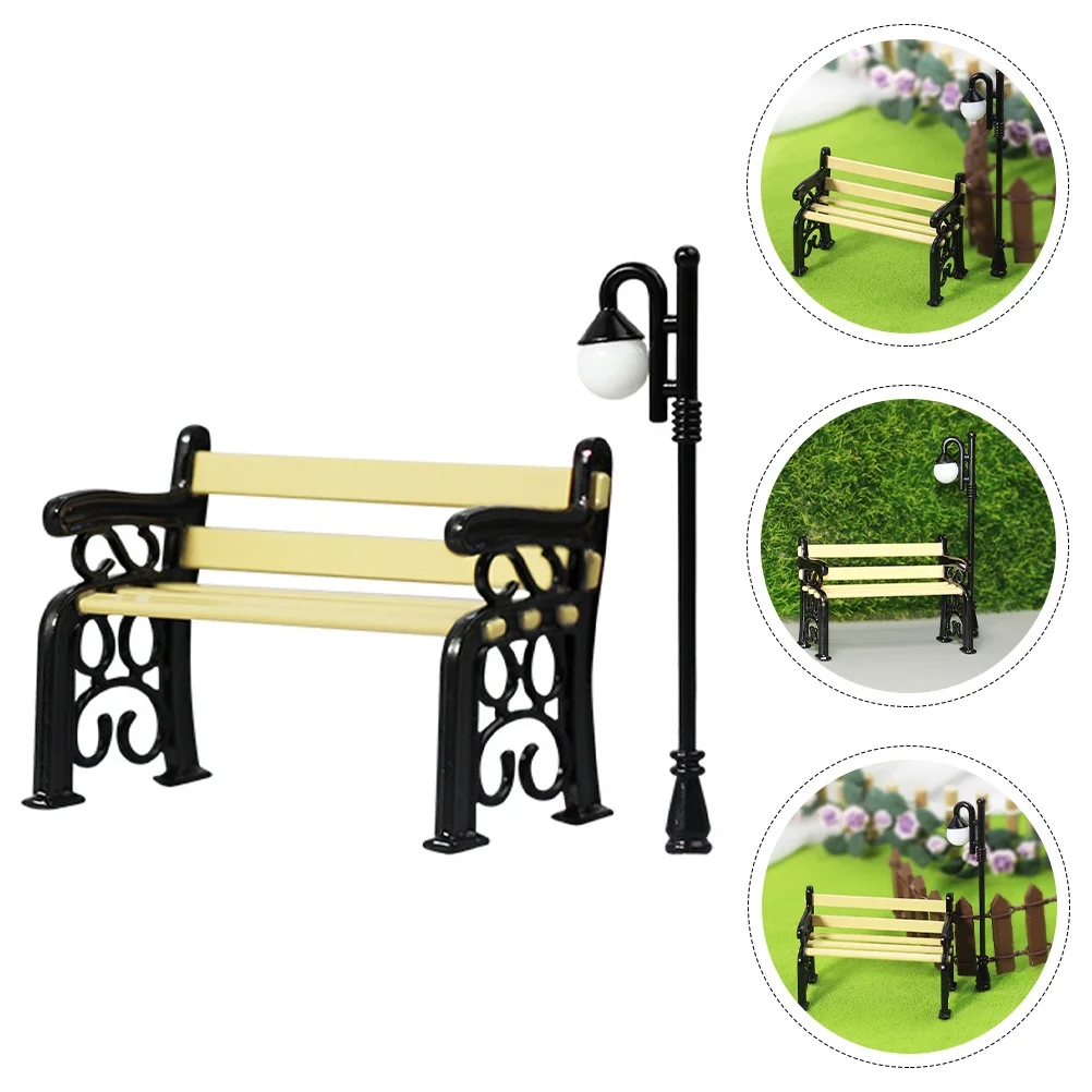 

Outdoor Decor Miniature Lamp Post Model Trains Micro Bench Decor Statue Decor Mini Street Light Model House