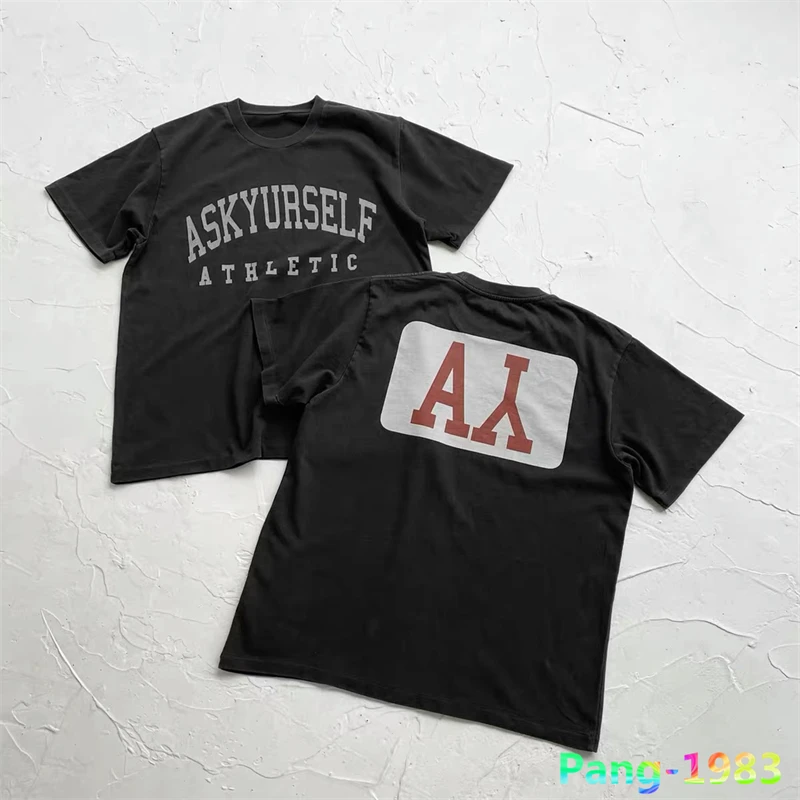 

Футболка Askyurself в стиле оверсайз для мужчин и женщин, свободная хлопковая рубашка с круглым вырезом и коротким рукавом, с принтом Ай-букв, ули...