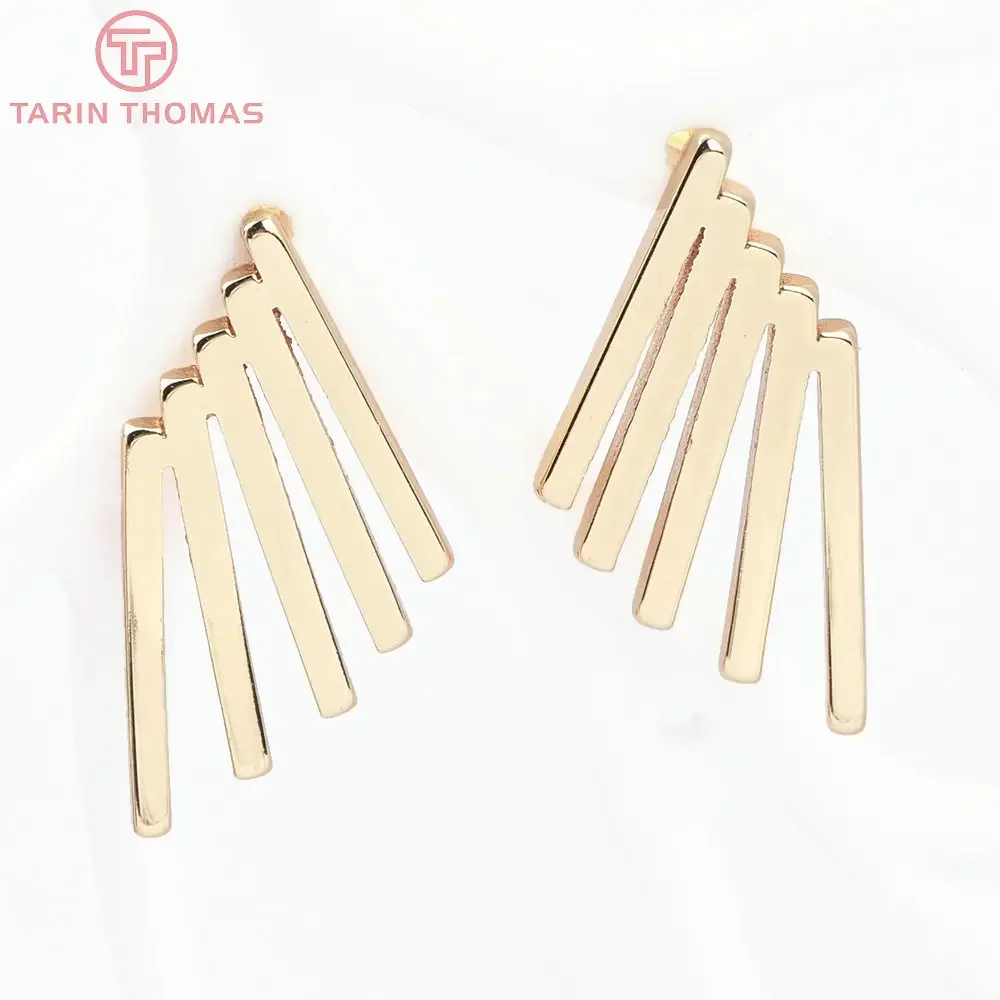 (8363) 4 шт. 15 5x31 мм 24-каратное золото цвет латунные геометрические серьги-гвоздики