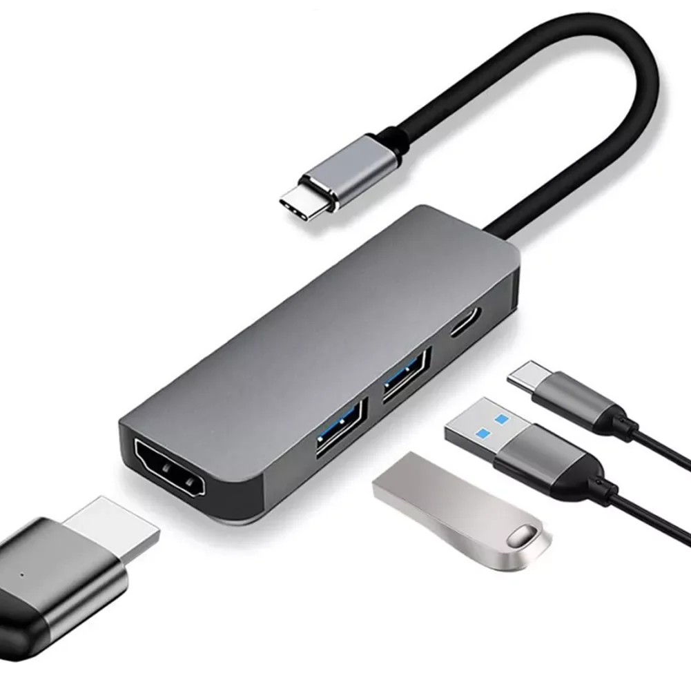 

USB C Hub Type-C to HDMI-compatible 100M Adapter OTG 4/5/6/7 Ports Dock Splitter Box USB Hub for Macbook Pro/Air M1 2021 Type-C
