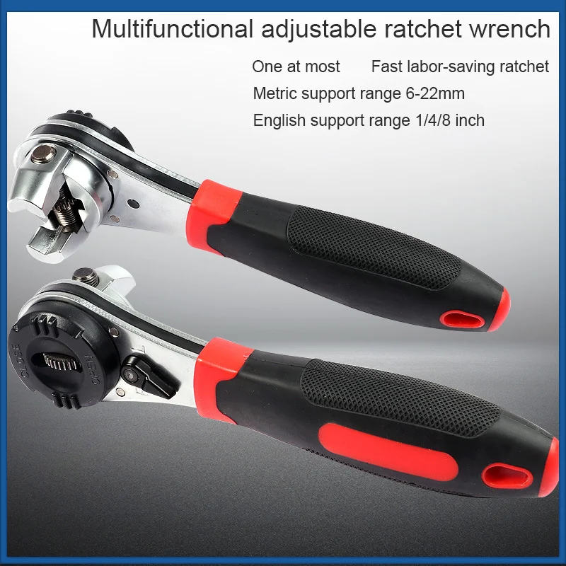 

Multifunctional Ratchet Wrench Quick Release Spanner Socket Drive Adjustable Non-Slip For Car Bicycle Repair Hand Tools