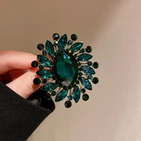 new vintage green crystal flower brooches for women baroque trendy elegant grometric brooch pins wedding party jewelry gifts