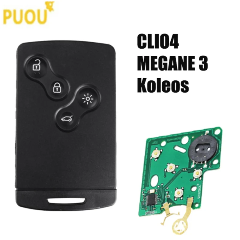 Смарт-карта Hands Free 4 кнопки чип для Renault Megane3 Fluence Scenic Laguna 3 Koleos Clio PCF7952 | Автомобили и