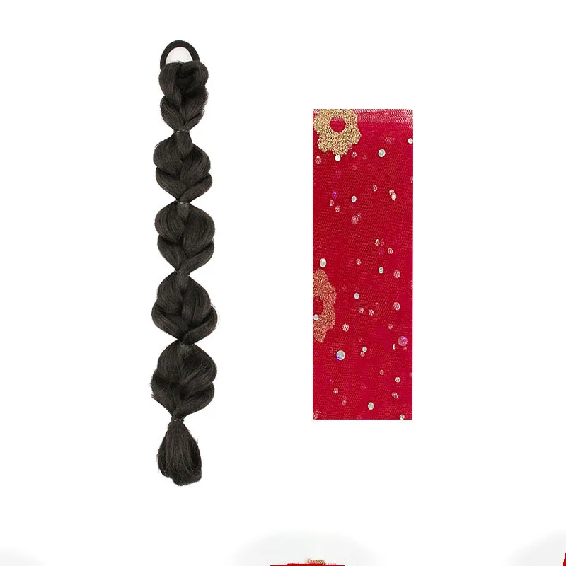 Парик Fried Dough Twists коса с женскими длинными волосами высокий хвост накладная