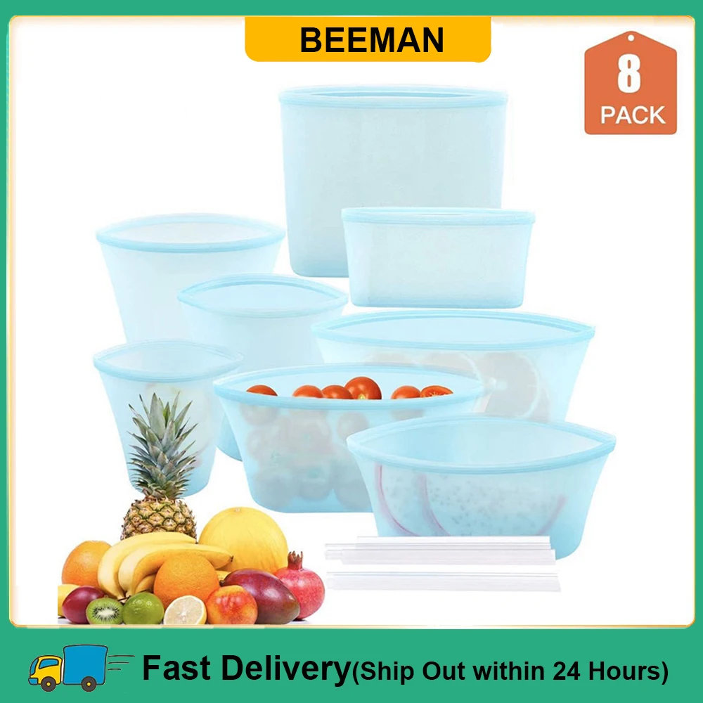 

Силиконовый пакет на молнии для продуктов, многоразовый пакет для сохранения свежести, герметичный пакет для фруктов и овощей, герметичный пакет на молнии для хранения продуктов