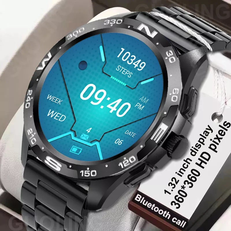 

2022 New Bluetooth Call Smart Watch Men 1.32inch 360*360HD Pixel Display Screen Sports Fitness Tracker Waterproof Men Smartwatch