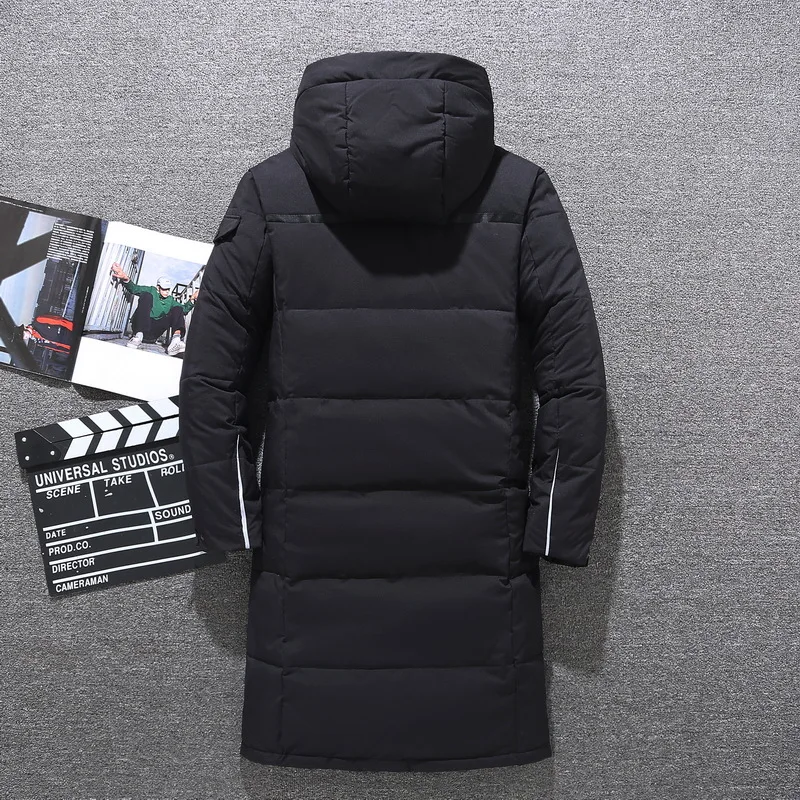 Men's Winter Thickened Down Jacket Warm Down Outwear Coat 2022 New Male Fashion Long White Duck Hooded Down Parkas Plus Size