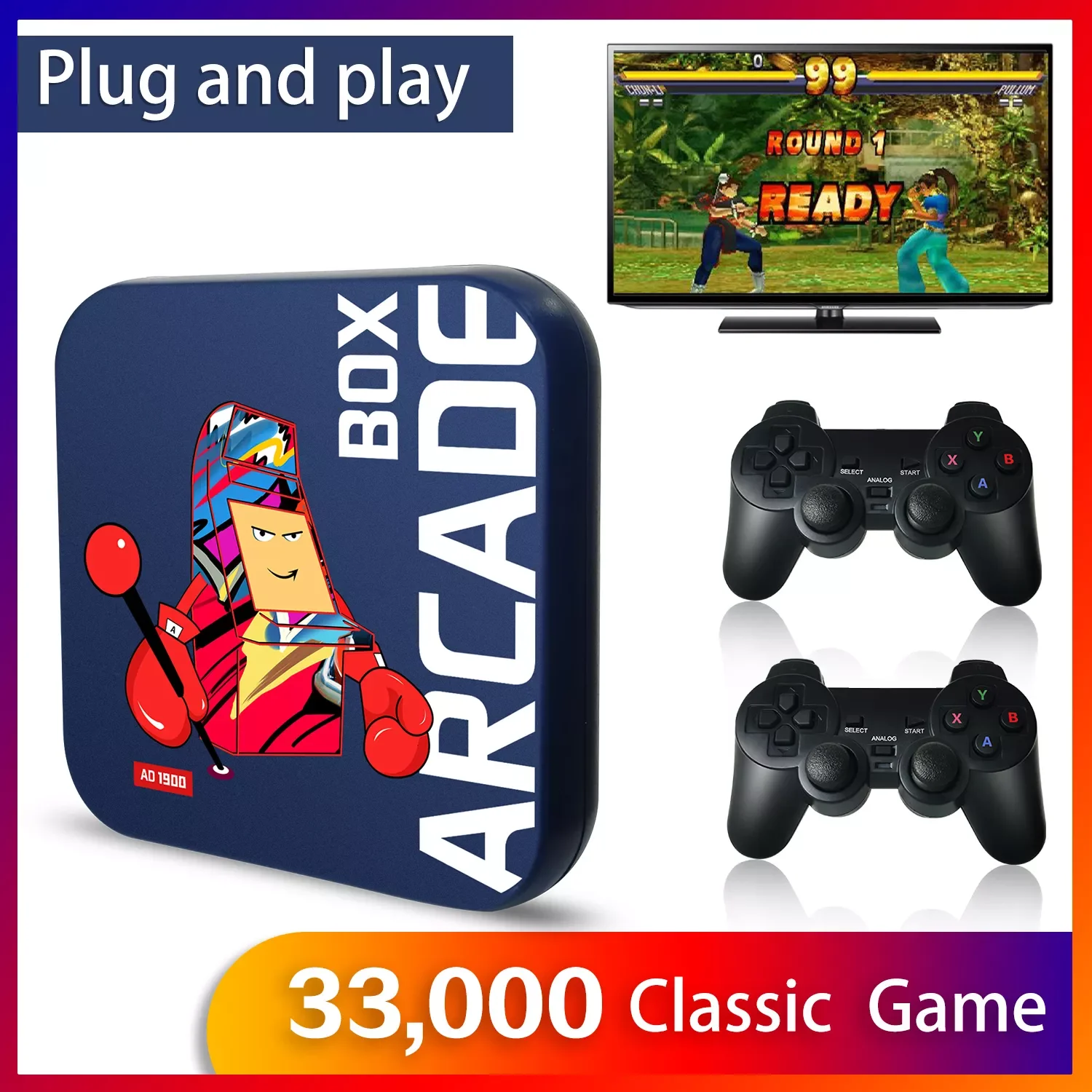 

Arcade Box Game Console for PS1/DC/ 64GB Classic Retro 33000+ Games Super Console 4K Display on Projector Monitor