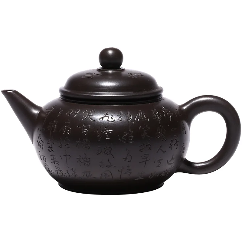 Yixing Фиолетовый Глиняный Чайник ручной работы необработанный черный Zhuni