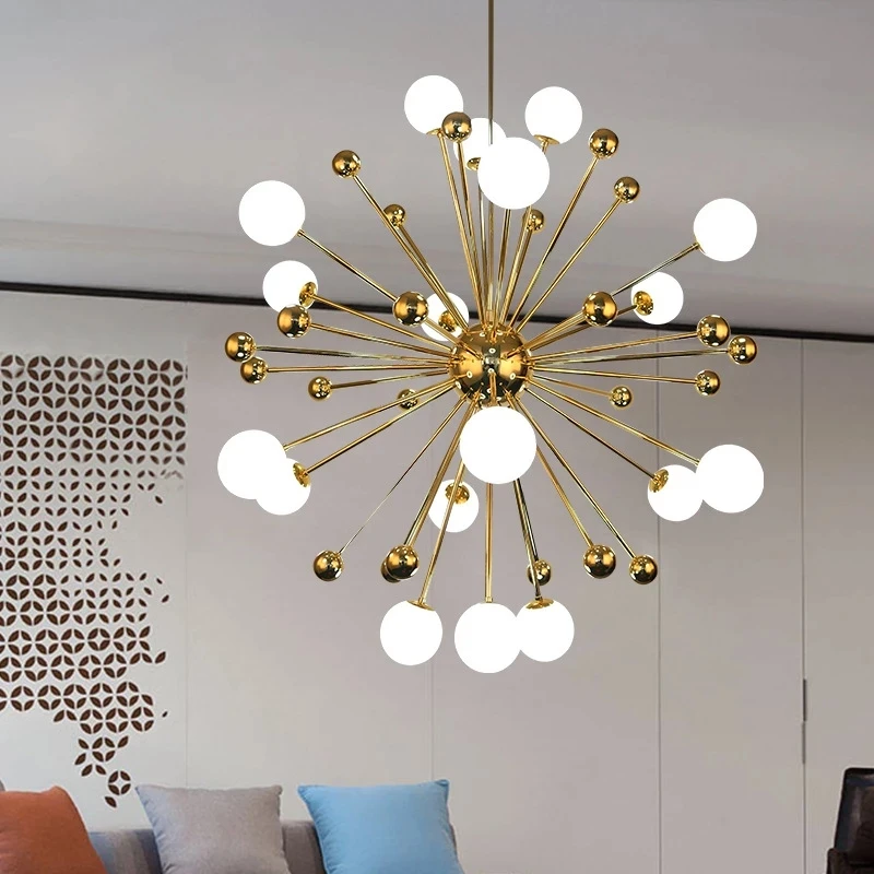 

Nordic Living Room Post-modern Creative Chandelier Simple Personality Dandelion Magic Bean Glass Ball Pendant Light