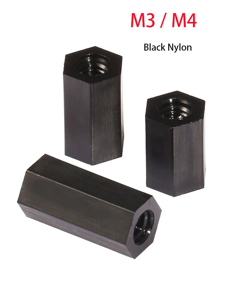 

M3 M4 Thread length 5mm-45mm Black Hex Nylon Standoff Spacer Column Flat Head Double Pass Nylon Plastic Spacing Screws