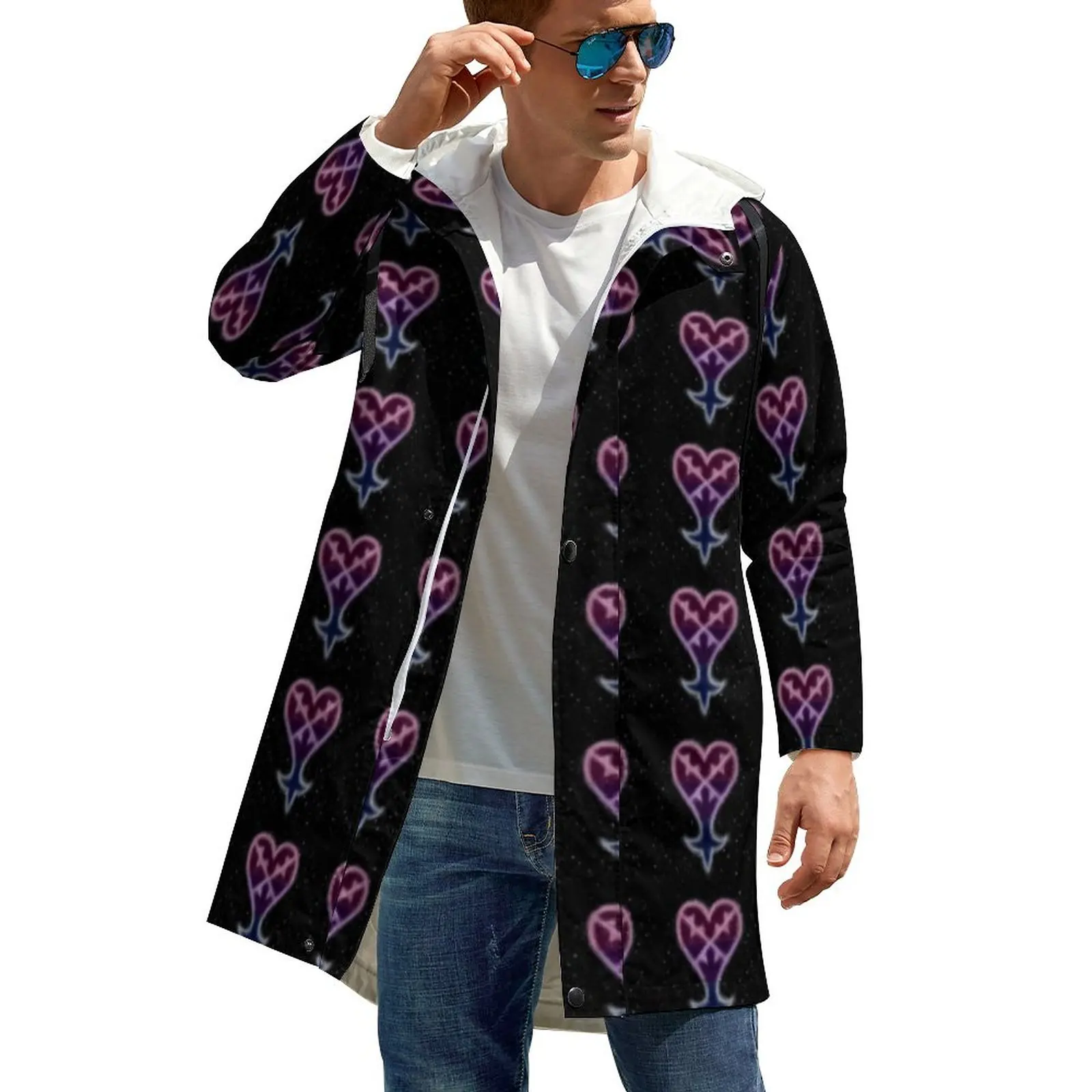 

Мужские ветровки Kingdom Hearts, Классические Куртки Свободного Покроя свободного размера плюс 5XL с символикой космического сердца