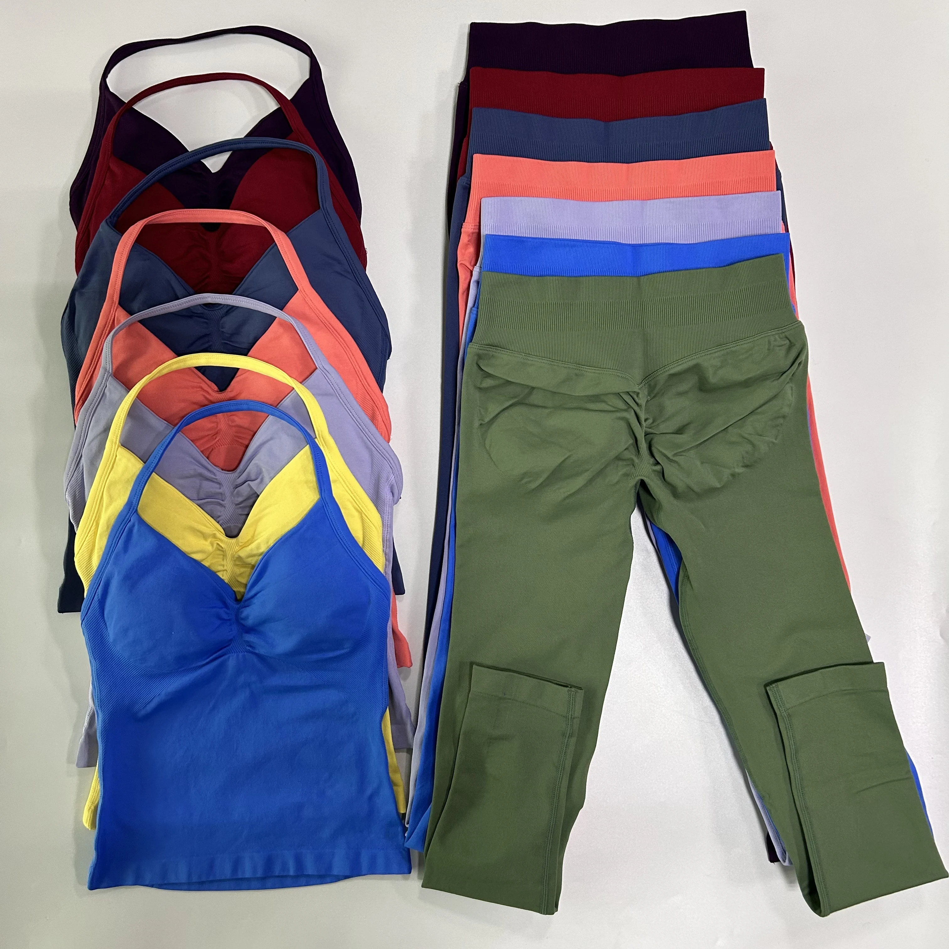 Ударный спортивный комплект леггинсы мягкая майка одежда для йоги бесшовный