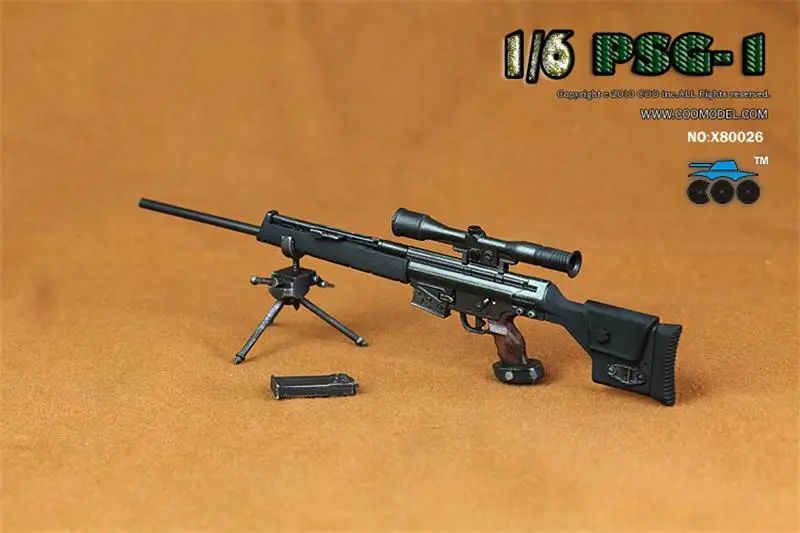 

1/6th COOMODEL X80026 Mini Weapon PSG-1 Sniper Rifle PVC Material Toys Model Can't Be Fired Can Suit Body Action Collectable