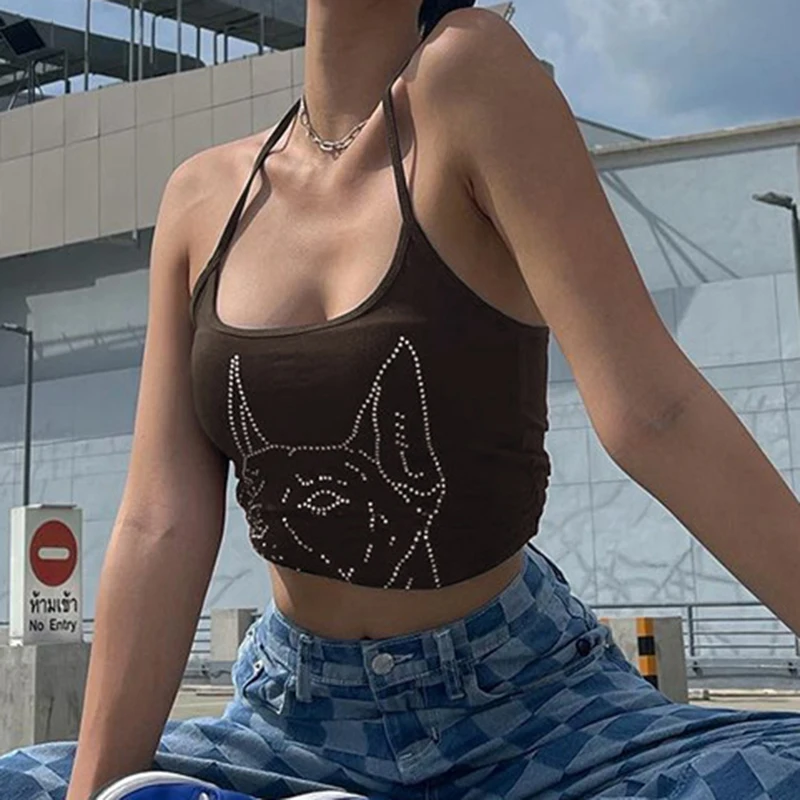 Женская футболка майки для женщин Модный укороченный черный корсет с U-образным