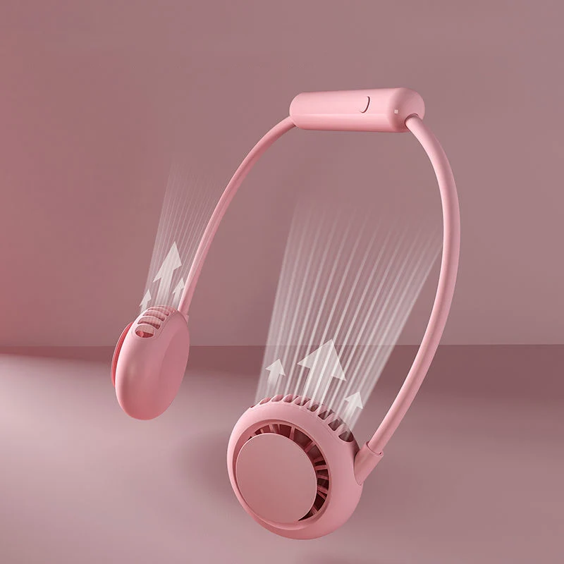 

Portable Bladeless Neck Hanging Fan USB Rechargeable Hands Free Cold Cooler Mini Mute Neck Dual Heads Home Office Outdoor Sports