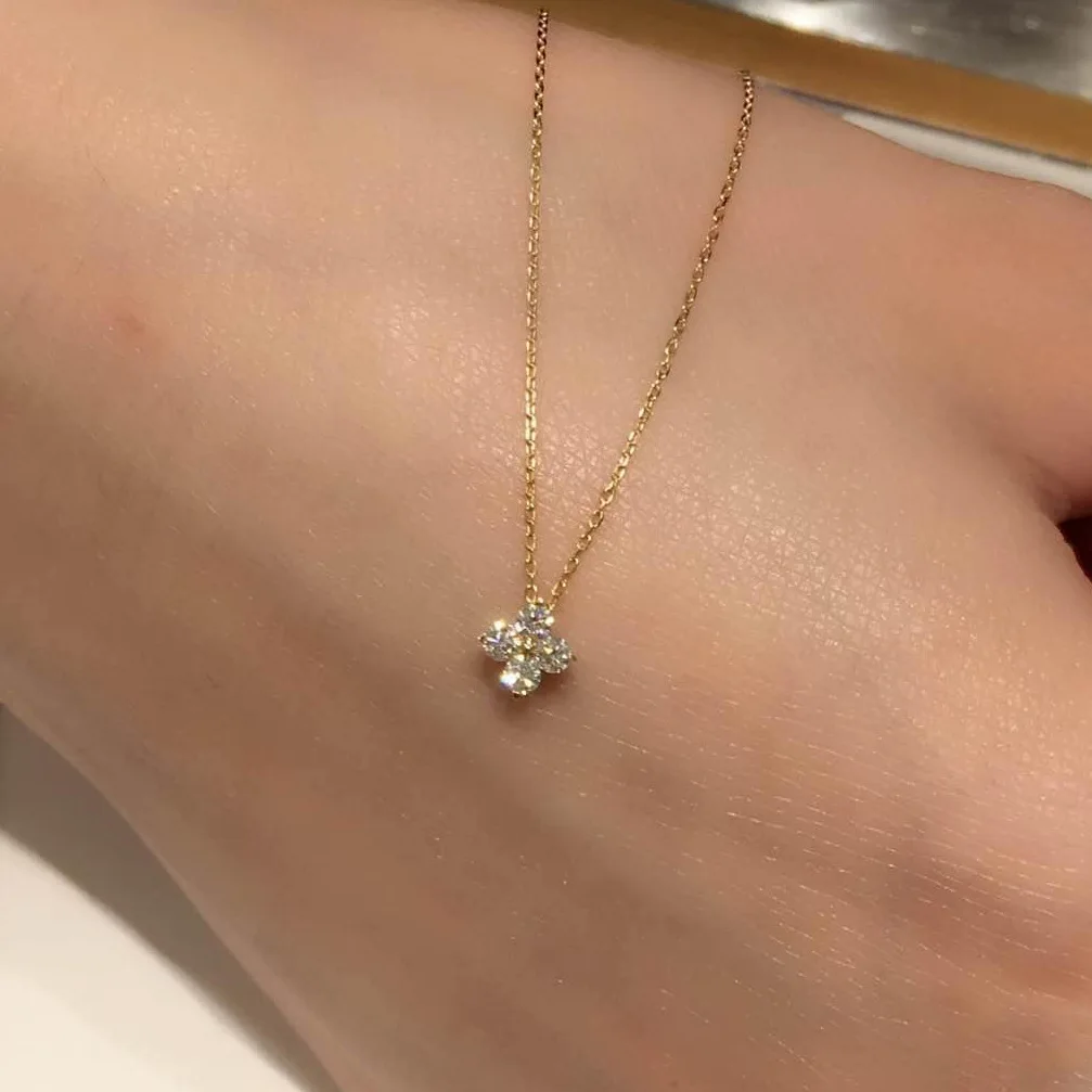 Ожерелье из стерлингового серебра с клевером простое колье бриллиантами и