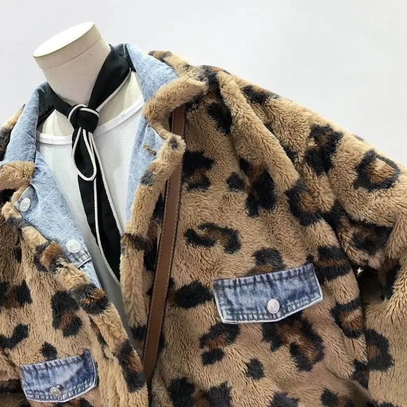 Winter Lamb Wool Jacket Women Double Sided Wear Denim Faux Fur Coat Female Cashmere Thick Casual Cotton Loose Thick Warm Clothes